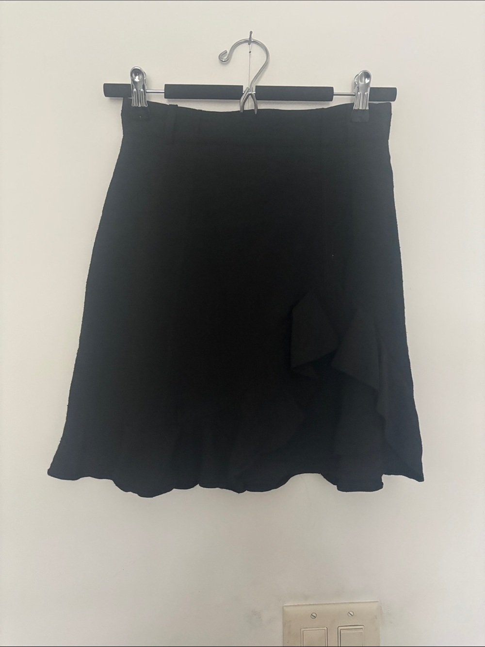 Sandro Black A-Line Ruffle Skirt